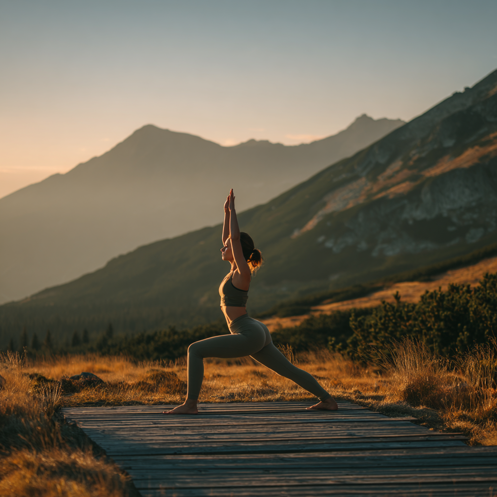 Жінка практикує йогу на природі